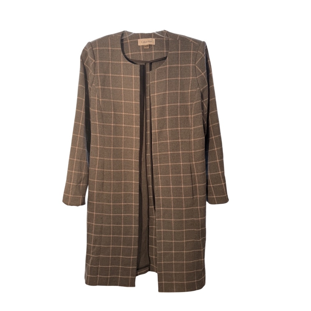 Calvin Klein Plaid Duster Jacket | Minimalist Workwear | Size 10